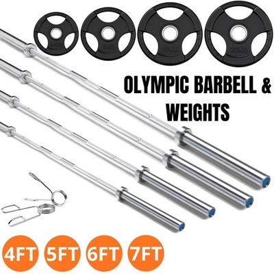 Olympic Langhantel 2'' Gewichte Set 4 Fuß 5 Fuß 6 Fuß 7 Fuß Hantelscheiben Platten Kit Konvolut