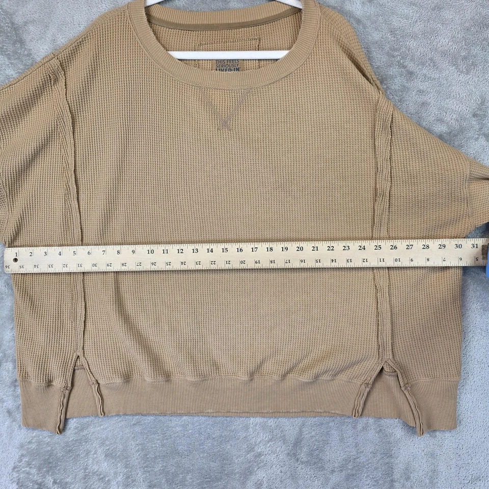 Sudadera American Eagle para mujer mediana marrón tejida gofre vivida en gran tamaño Foto 4 de 4