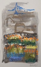 MANLIO BACOSI  PERUGIA, DISEGNO SU CARTA, , ACQUERELLO, PAESAGGIO CON CASE