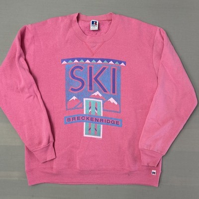 VTG Russell Athletic Ski Breckenridge Sweatshirt L Pink USA 80 s