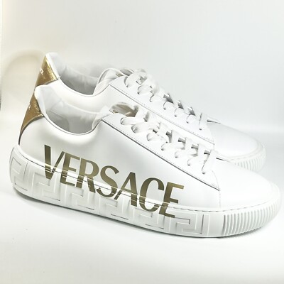 New Versace Greca Logo Leather Sneaker Men s Size 12US/45EU $675