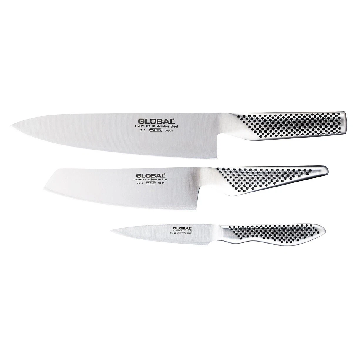 100% Genuine! GLOBAL Classic 3 Piece Knife Set Made in Japan! G-2 GS-5 GS-38!