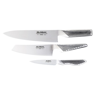 100% Genuine! GLOBAL Classic 3 Piece Knife Set Made in Japan! G-2 GS-5 GS-38!