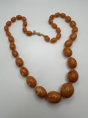 Vintage Kenneth Lane Faux Butterscotch Bernstein geknotet Halskette 26" 23mm-13mm