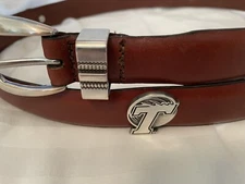 Brown Leather Belt With Tulane University Conchos 28,30,32,44,46