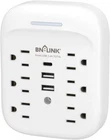 BN-LINK 6 Outlet Extender Multi Plug Outlet with 3 USB Charger Wall Adapter Tap