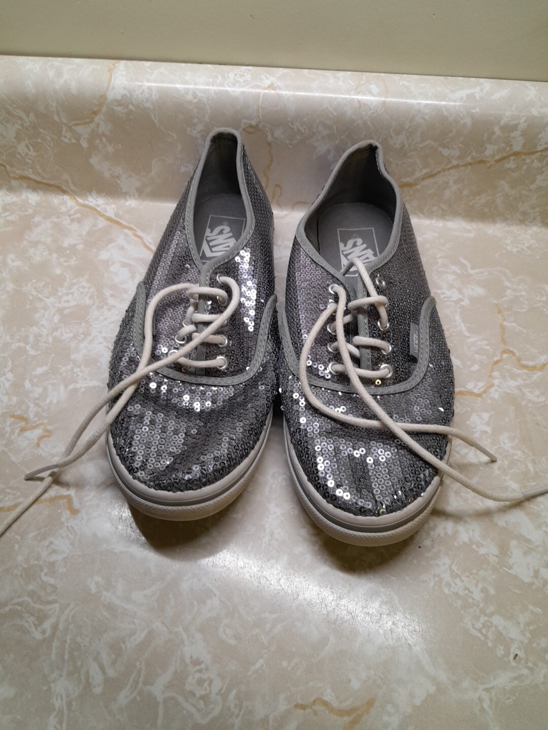 VANS Silver Sequin Sneakers Size In Men Size In Women's Pre