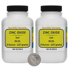 Zinc Oxide ZnO 99.9 ACS Grade Powder 1 Lb in Two Space-Saver Bottles USA