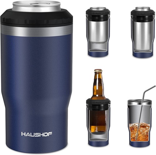HAUSHOF 12 oz Can Cooler 4 in 1 Double Walled Can Insulator Stainless Steel Cans - Afbeelding 19 van 21