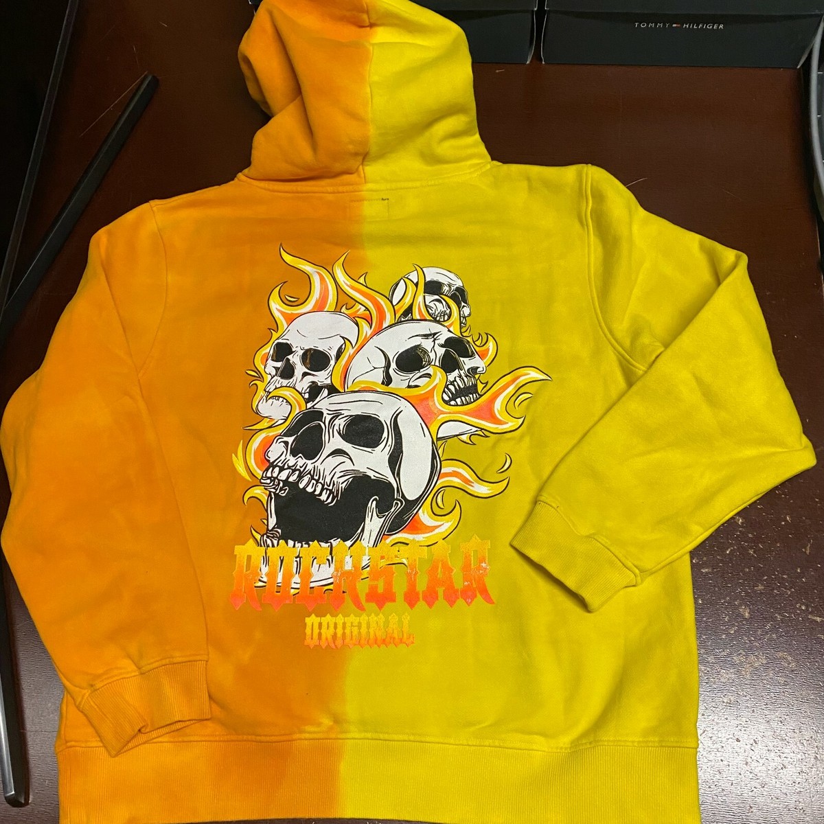 Rockstar Mens Yellow Orange Blade Graphic Long Sleeves Pullover