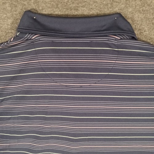 Tommy Armour Dri-Logic Polo Shirt Womens Large SS 1/4 Button Up Blue Striped - Picture 8 of 15