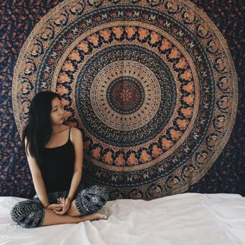 Tapisserie Murale Inde Hippie Éléphant Mandala Couvre-lit Ethnique Jeté De Lit - Photo 1/1