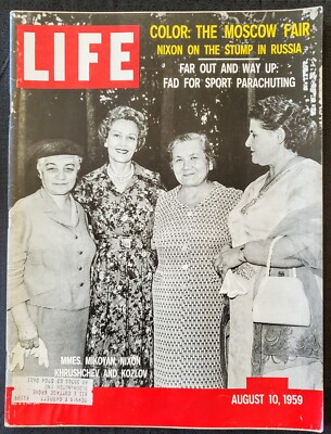 1959 Mrs. Mikoyan Nixon Khrushchev Kozlov East West Russian Summit LIFE Magazine