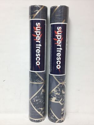 Lot of (2) Superfresco Wallpaper Vittorio Geo-Navy/Pale Gold 107964