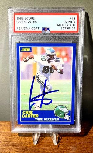 1989 SCORE CRIS CARTER ROOKIE #72 PSA 9 MINT AUTHENTIC SIGNED RC AUTOGRAPH AUTO