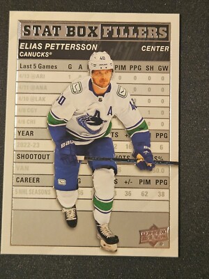 23-24 Upper Deck Elias Pettersson     Stat Box Fillers