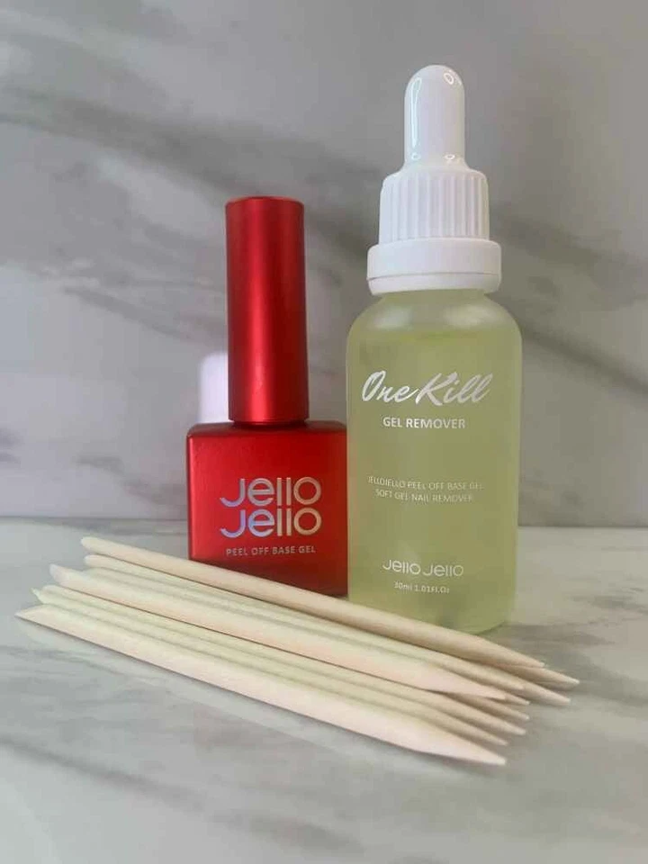 JELLO JELLO Peel Off Base Gel 10ml+Exclusive One Kill Gel Nail Remover 30ml Set