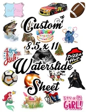 Custom 8.5 X 11 Waterslide Decals Hot Wheels, Fishing Lures, Model Cars 1/64 Etc