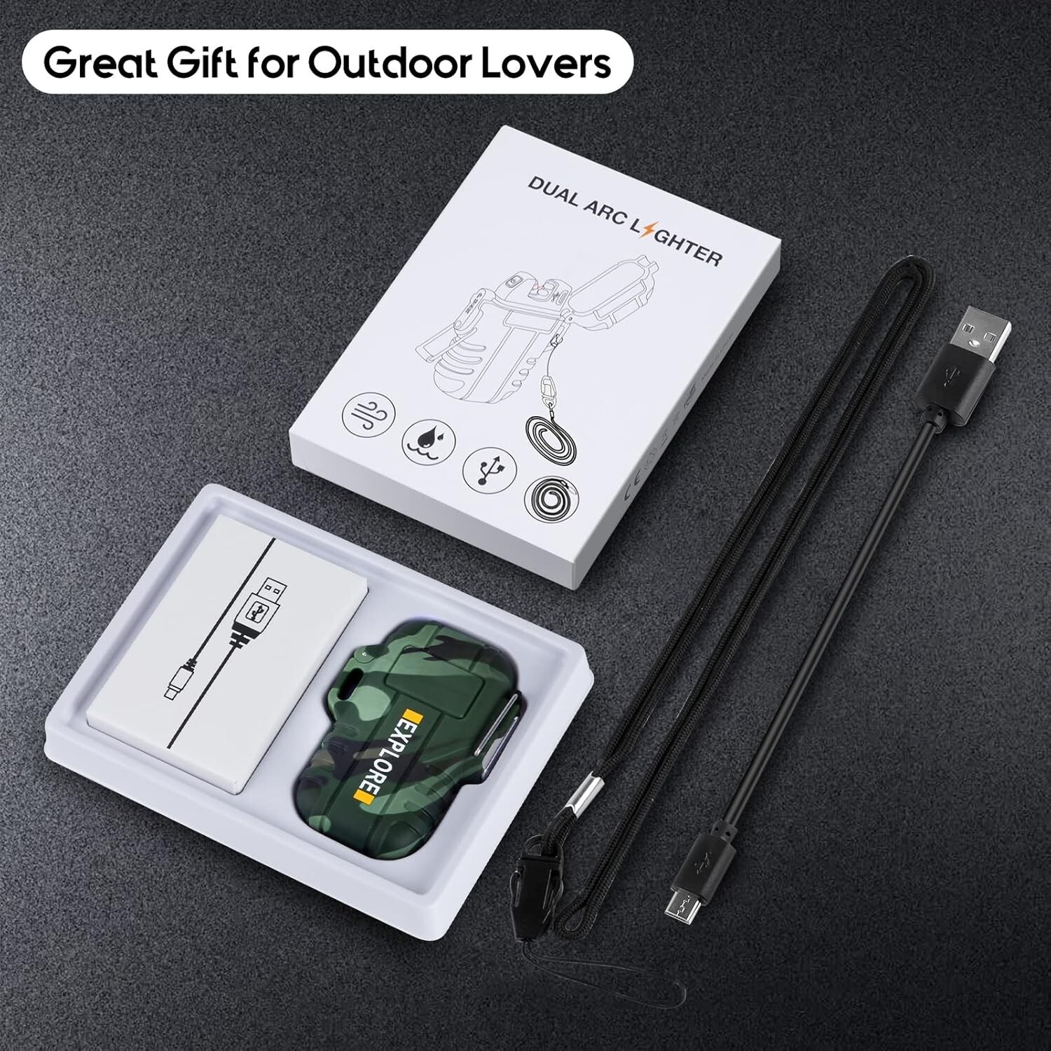 Electric Double Arc Waterproof Lighter - Essential Survival Gear for Outdoor Use