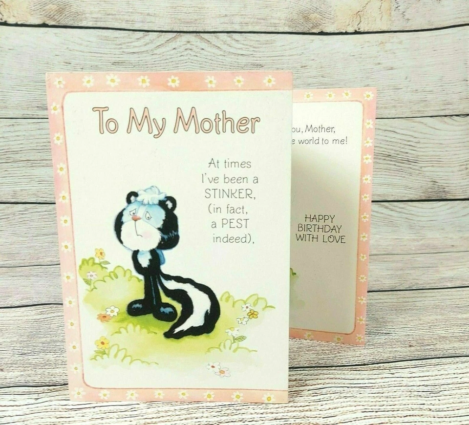 Happy Birthday To My Mother Greeting Card Humorous Card Vintage Unused A Skunk - Image 2 of 4