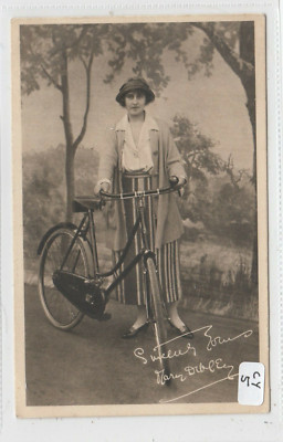 CYCLING Actress Mary Dibley with her Rudge Whitworth Bicycle