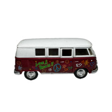 5" Kinsmart 1962 Volkswagen Classical Bus w/Decal 1:32 Diecast Love Peace RED
