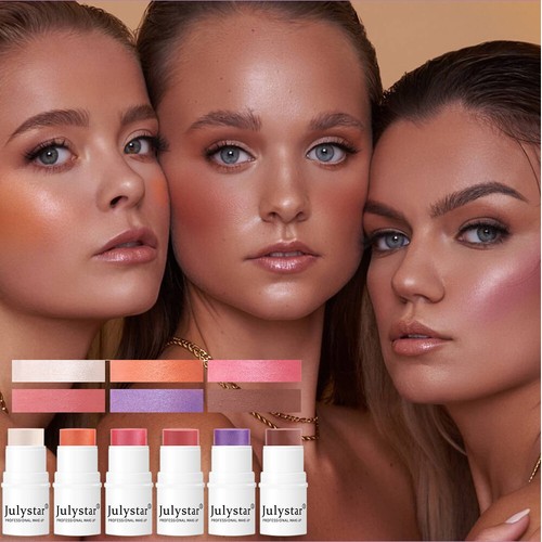 Brightening Stick Glitter Blusher Stick Lasting Rouge Powder Eyeshadow Blusher @ - Picture 3 of 20