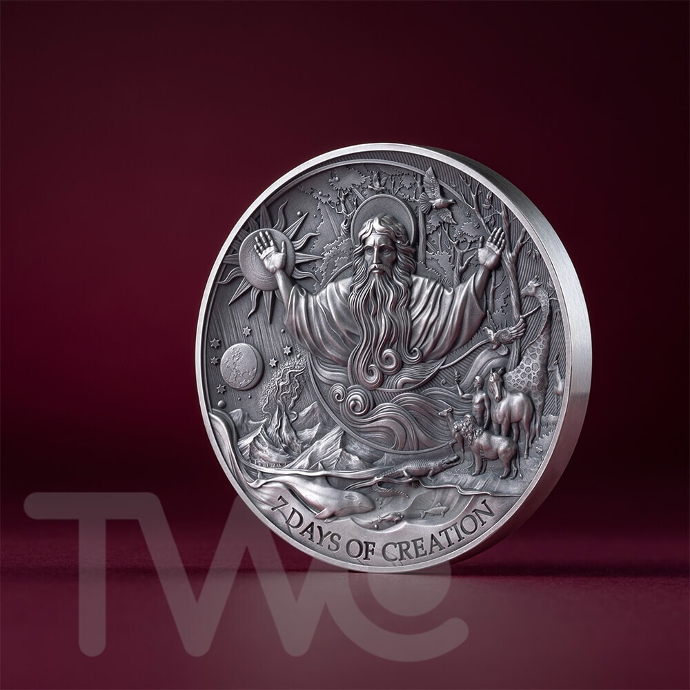 The Seven Days of Creation Bible Stories 2 oz Silver Coin CFA Cameroon 2024-image