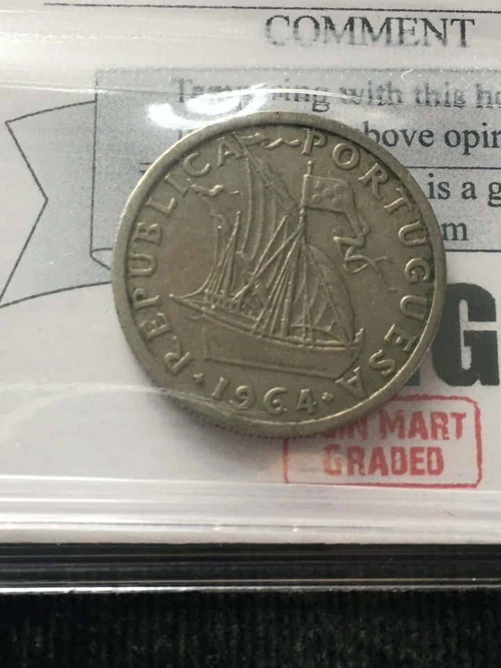 1964  Portugal,  2-1/2 Escudo  Coin Mart Graded**VF-30** KM# 590 - Image 3 of 4