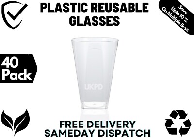 40 klare Hartplastik Gläser Elegant Tumbler Stark PS Whiskey Gin Cocktails
