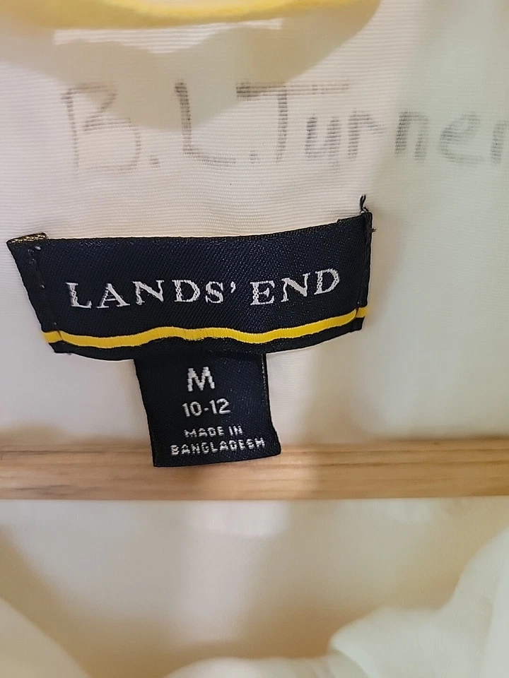 Lands End White Light Weight Jacket  Woman's Size M Cinch Waist Windbreaker  - Image 3 of 4