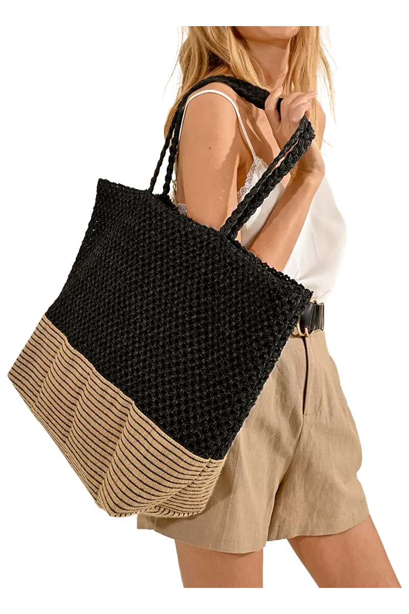 MOLLY BRACKEN borsa donna beige/nero in paglia di carta H153CE 100