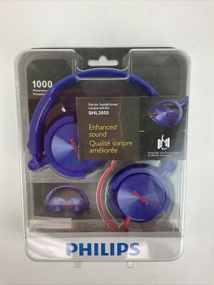 Philips Stereo Headphones SHL3050 Purple New In Box