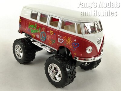 VW T1 (Type 2) ''Peace and Love'' Bus Off Road 1/32 Scale Diecast Model - RED