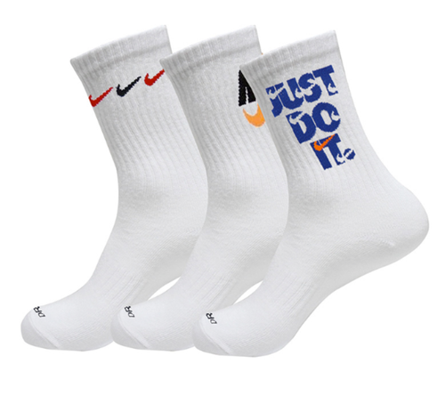 NIKE EVERYDAY PLUS CUSHIONED LOGO CREW SOCKS 3PACK DH3822-902 - UNISEX ALL SIZES