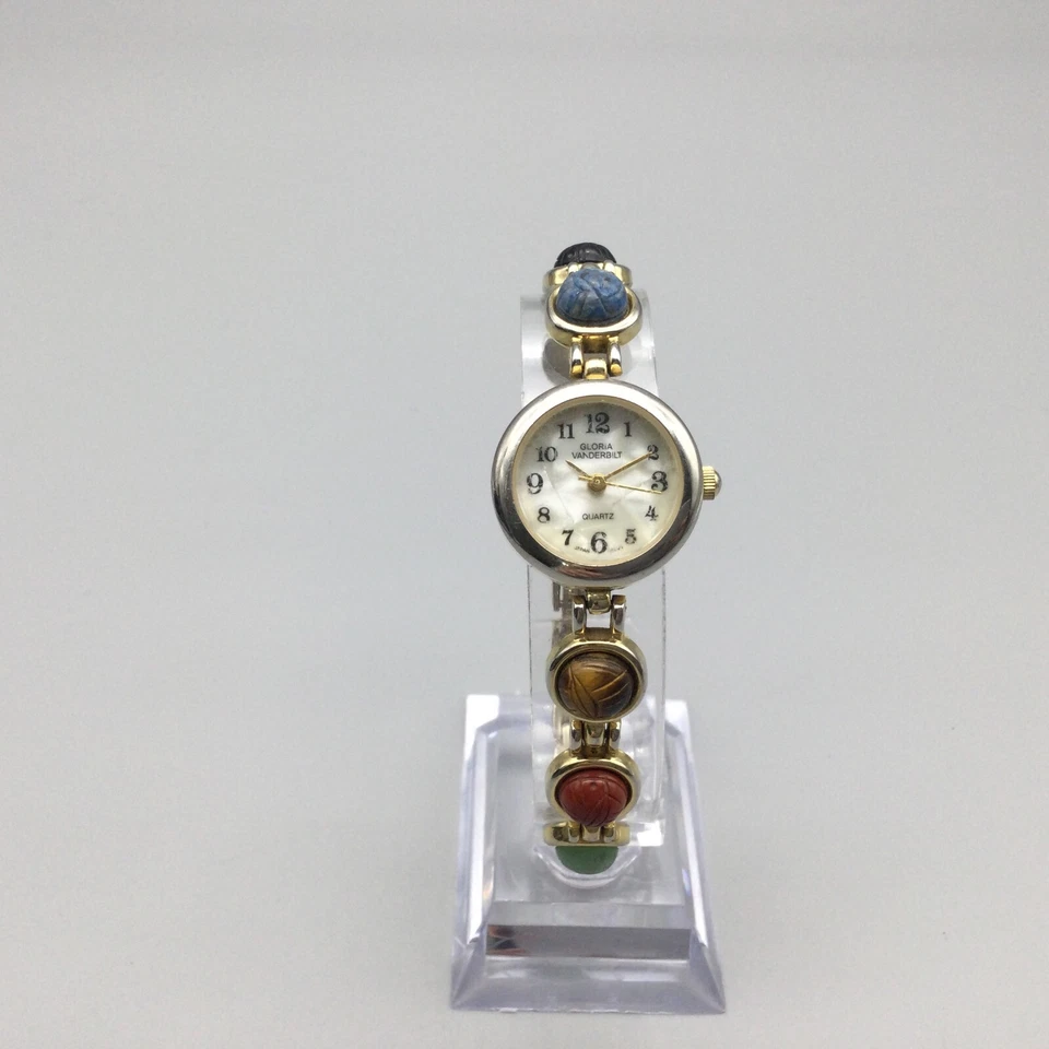 Reloj De Colección Gloria Vanderbilt Scarab Mujer 22mm Tono Dorado MOP Batería Nueva 6.5" Foto 2 de 4