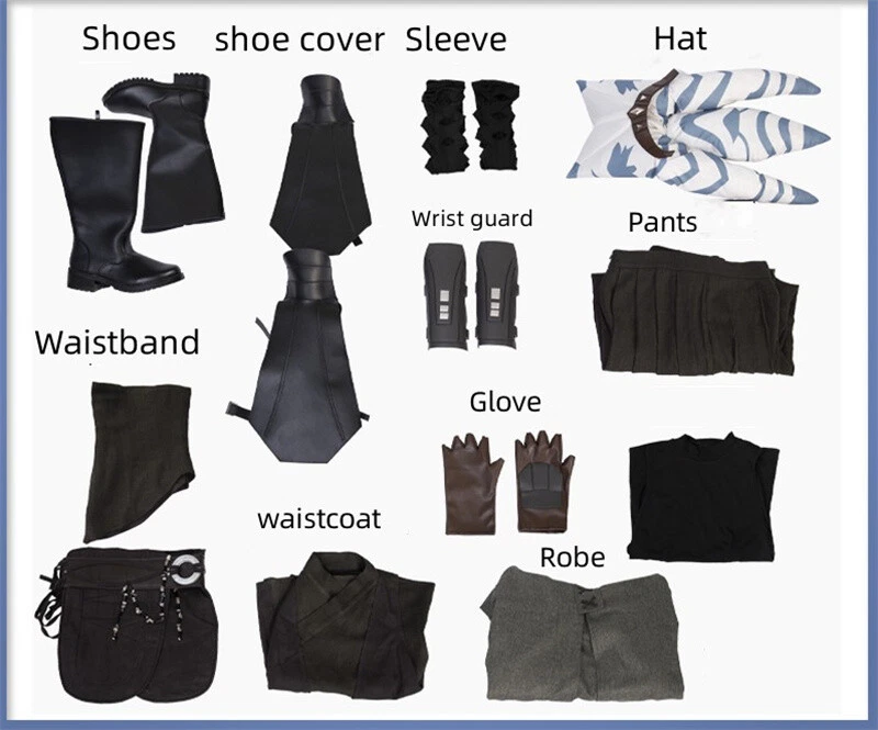 Star Wars The Clone Wars Ahsoka Cosplay Disfraz Conjunto Con Bata Botas Mujer Lote  Foto 3 de 4