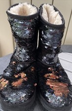 Authentic Women Ugg boots size 8 black with color sequences