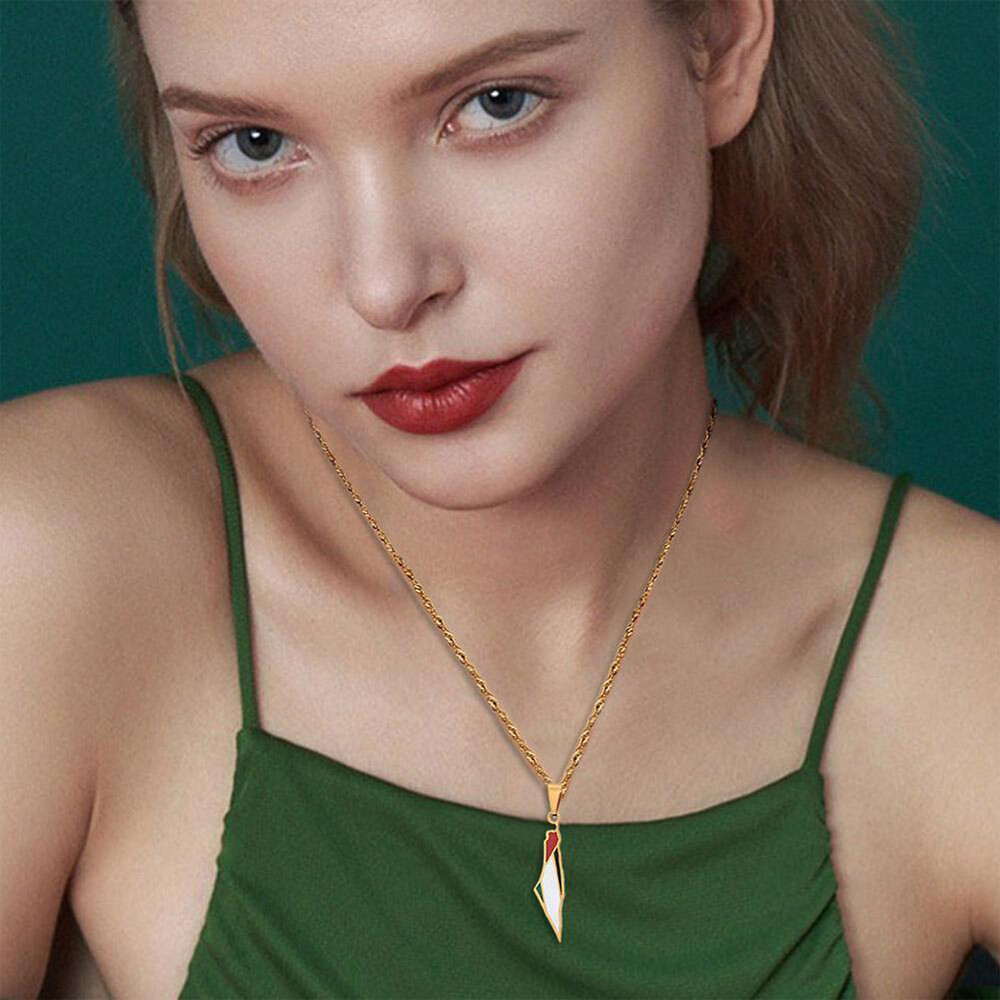 New Palestine Pendant Chain Necklace Silver Gold Stainless Steel