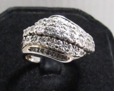 925 Sterling Silver 32 Diamond Bypass Cluster Ring Sz 7 Gold Wash .49ct UD 4.1