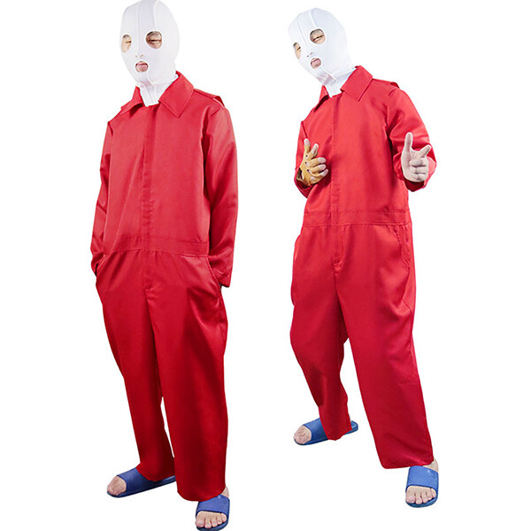 US Cosplay Costume Red Jumpsuit Full Set Uniform Halloween Party eBay