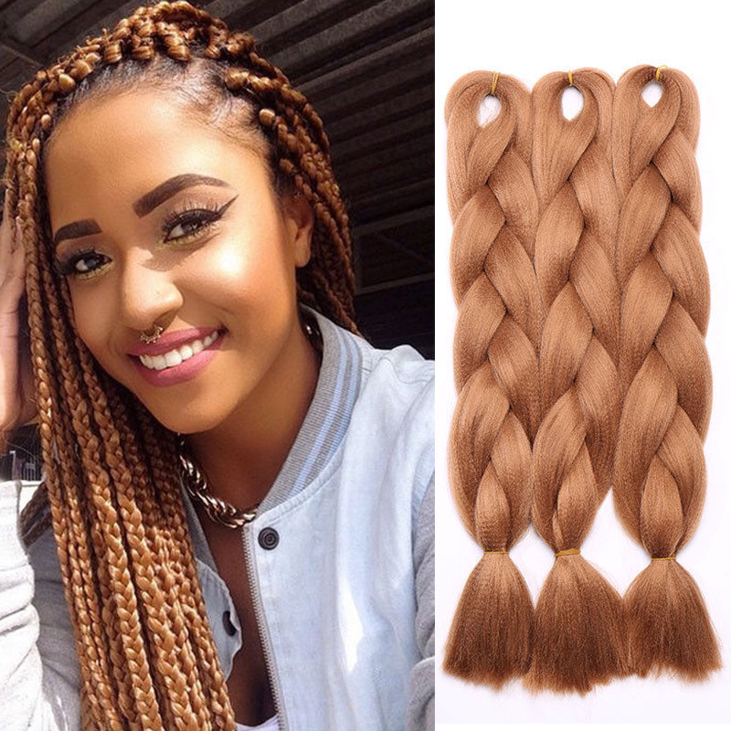 Jumbo Braids Crochet Braids Hair Extension Three Tone Ombre Color Rainbow  Jumbo Braiding For Twist Braiding, Jumbo Box Braiding Hair - Temu