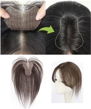 2.3"x3.15" Front Lace Touch fastener No Clip 100% Human Hair Hairline Topper 10"