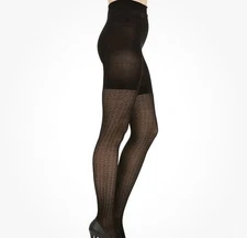 SPANX Size 2 Love Your Assets Textured Shaping Tights in Black Wishbone