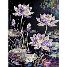 12x16 Inch Painting Pearl Diamond Painting Kits, 3D 12x16" Purple Lotus