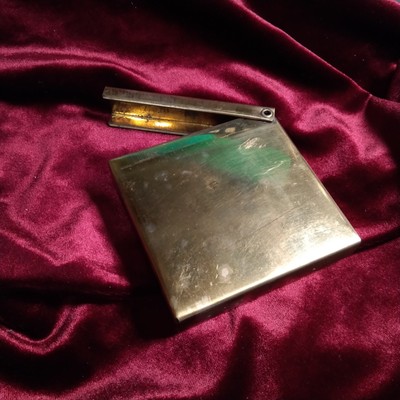 Vintage Messing Zigarettenetui Etui Box Sammlerstück 8 x8 x2 cm Tabak