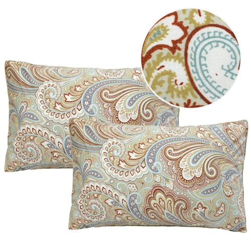 Paisley Design Khaki 1 Pair Pillow Cases (no Filling no Comforter) 20×36 inch...