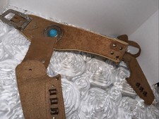 Vintage 1950s Roy Rogers King of the Cowboys Leather Double Holster Toy Gun Belt