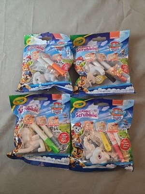 Crayola Scribble Scrubbie Paw Patrol Skye, Rocky, Zuma And Marshall Lot Of 4