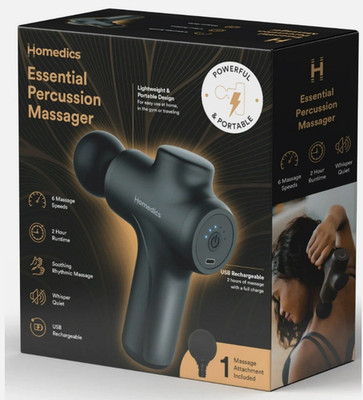 Homedics Essential Percussion Massager with 1 attachment 6 speed portable - New